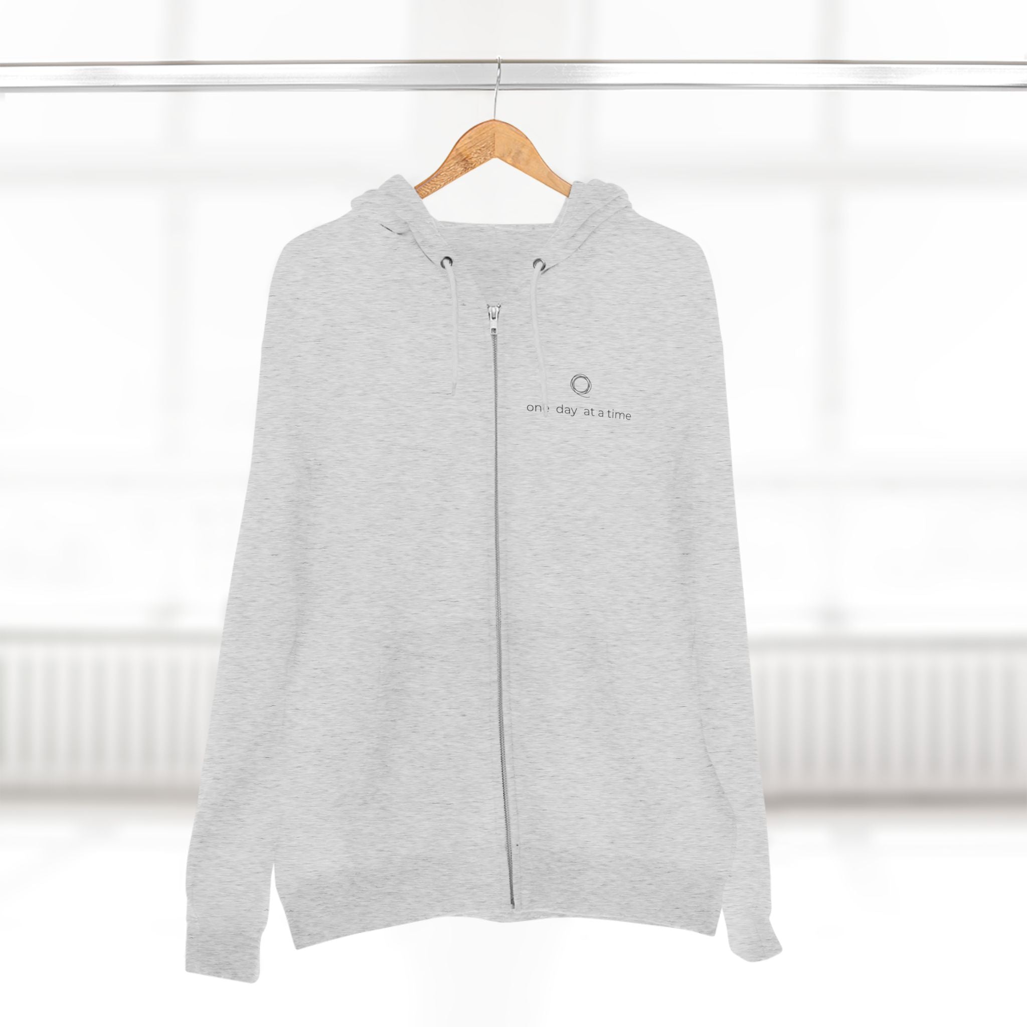 EMBROIDERED COTTON HOODIE (UNISEX) - "One Day At a Time" $64.00