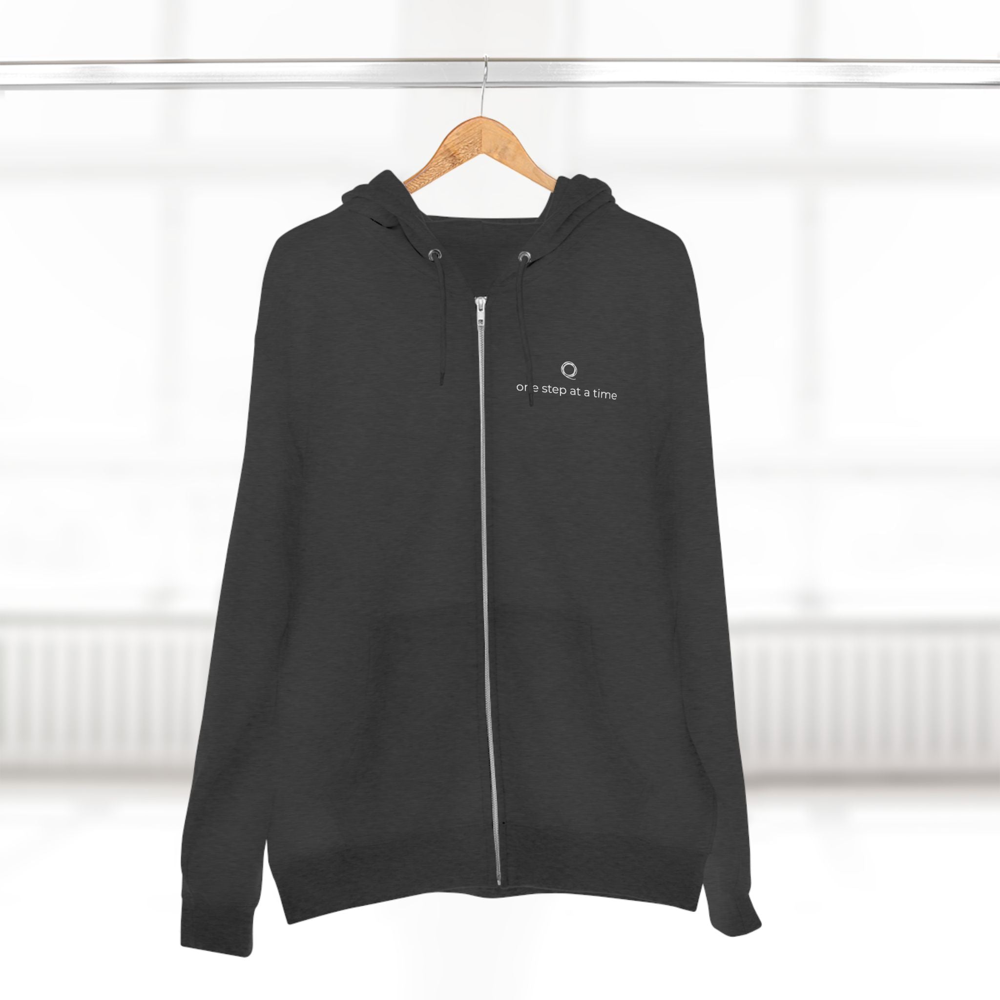 EMBROIDERED COTTON HOODIE (UNISEX) - "One Day At a Time" $64.00